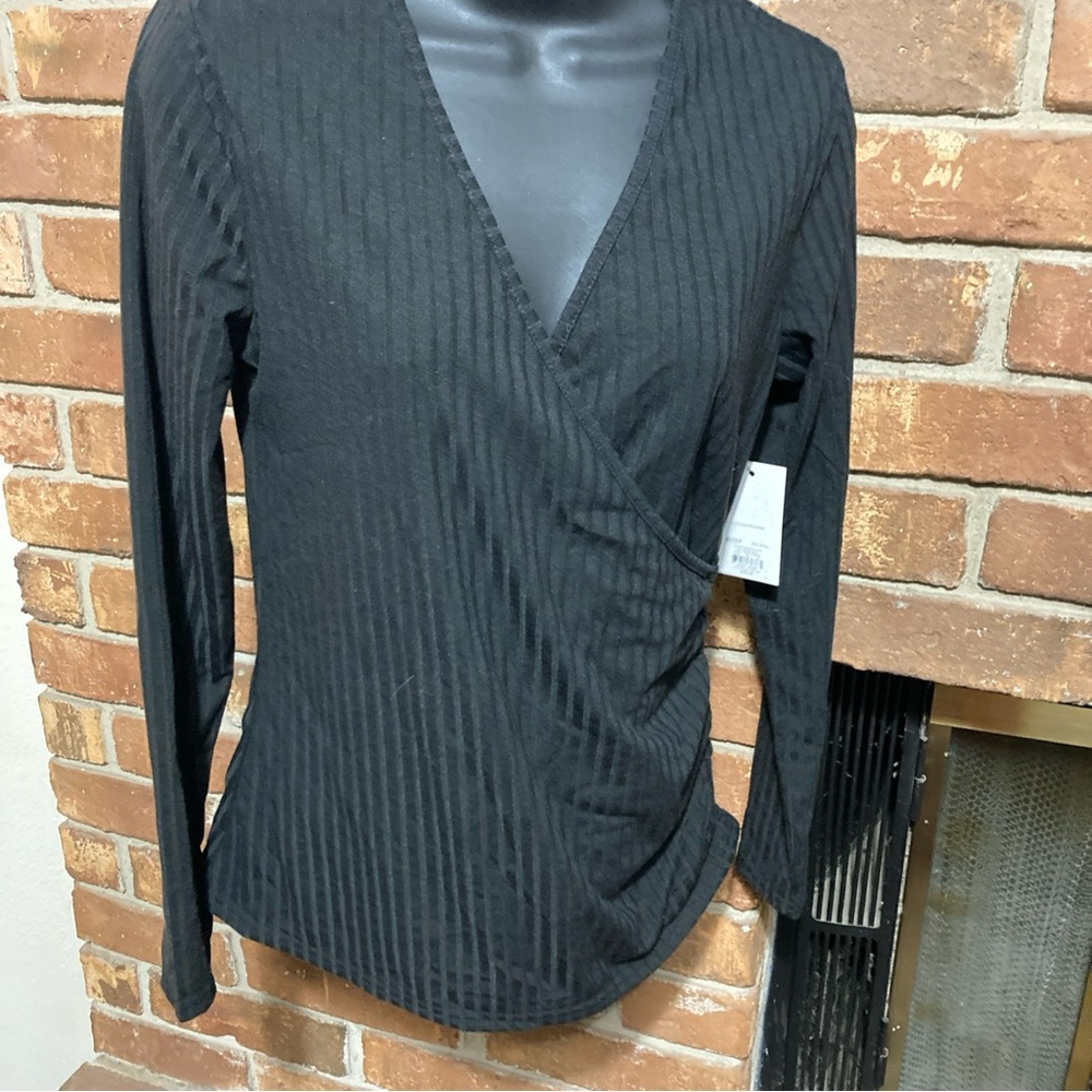 Nine West Black Wrap Blouse